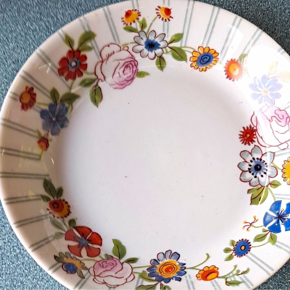 Wm Guerin & Co Limoges France Porcelain Bowl White Multicolor Floral Round